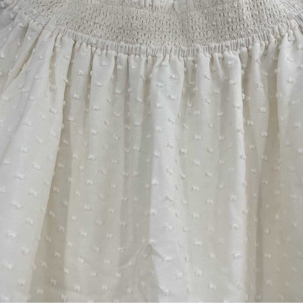 Club Monaco Silk Swiss Dot Tiered Off the Shoulder Blouse Top - Picture 4 of 14
